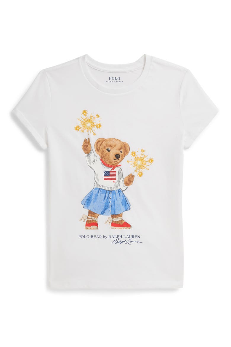 Kids' Polo Bear Cotton Jersey Tee, Main, color, WHITE