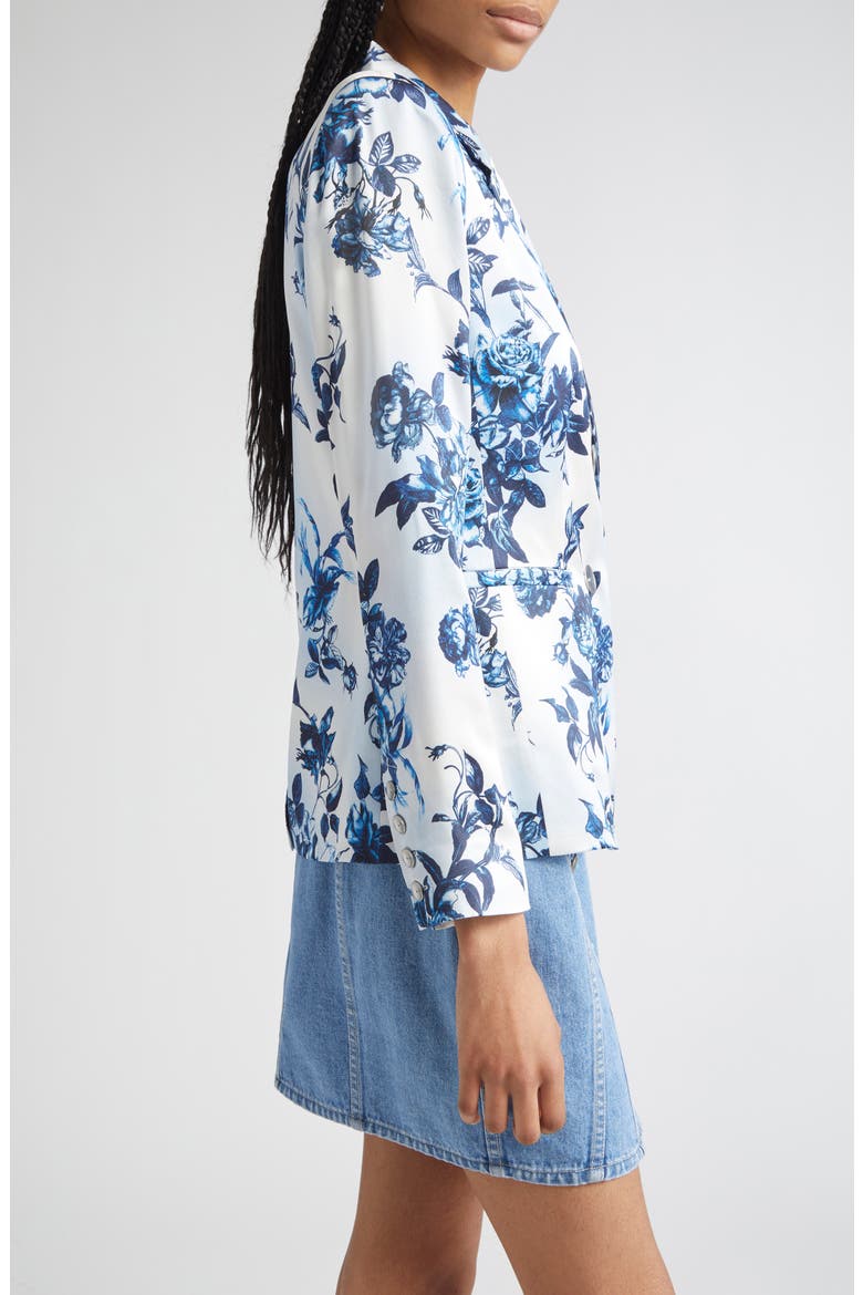 Colin Floral Double Breasted Silk Blazer, Alternate, color, WHITE/ BLUE PAINTERLY FLORAL