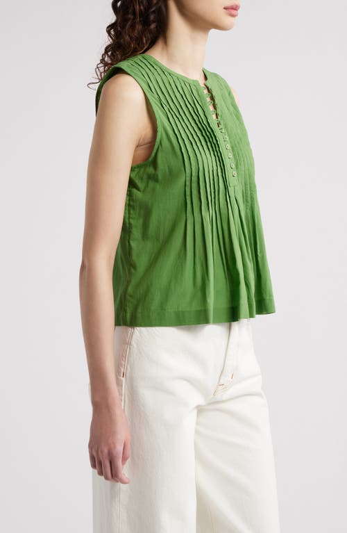 Treasure & Bond Pintuck Cotton Blend Tank In Green Willow