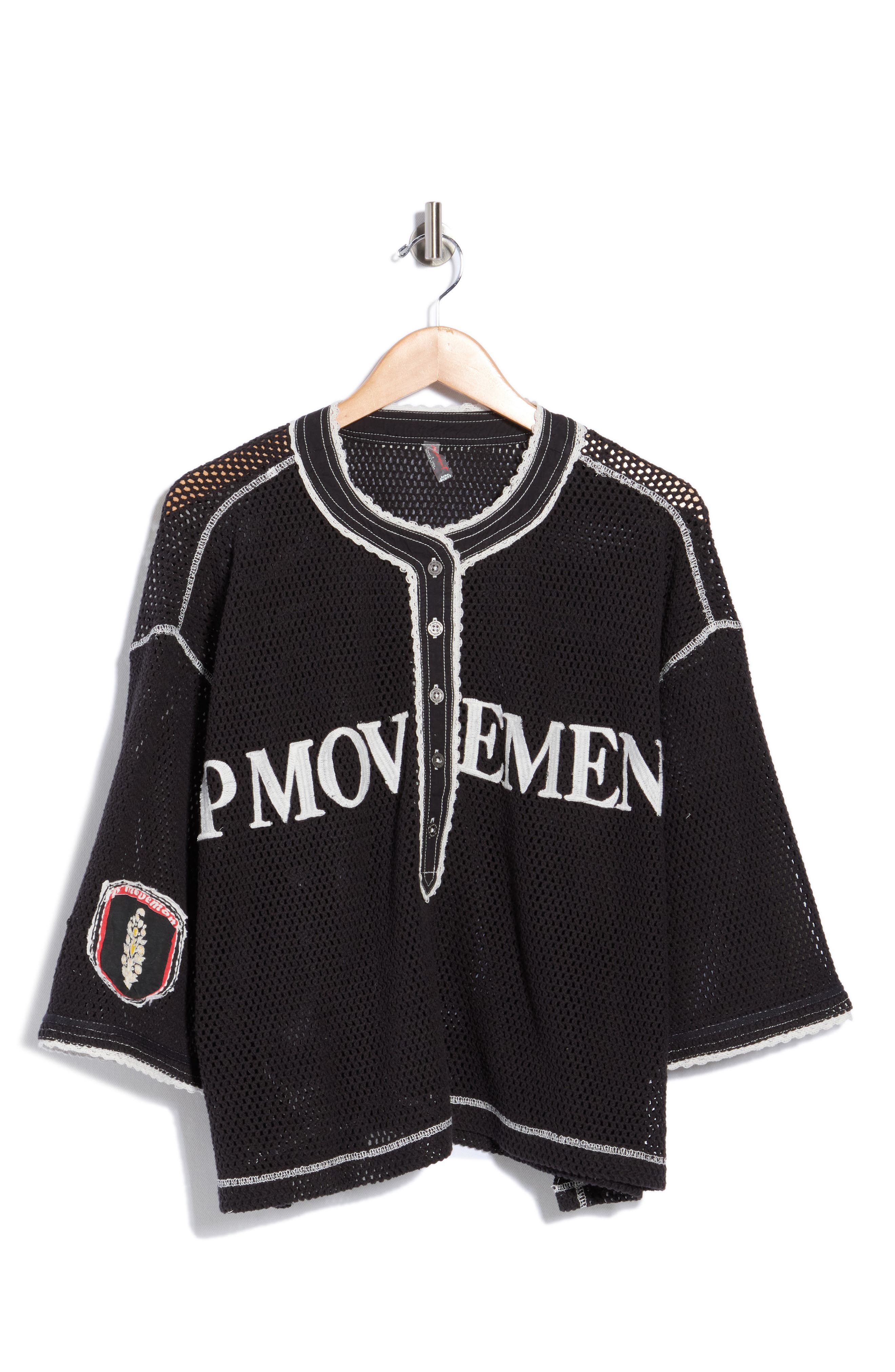 FP Movement Camp Out Embroidered Open Stitch Top