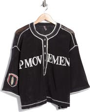 Free People FP Movement Camp Out Embroidered Open Stitch Top