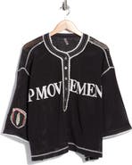 Free People FP Movement Camp Out Embroidered Open Stitch Top