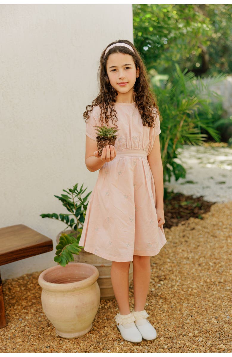 Ely's & Co. Looms Holland Collection - Girls Embroidered Floral Short Sleeve Dress, Alternate, color, Pink