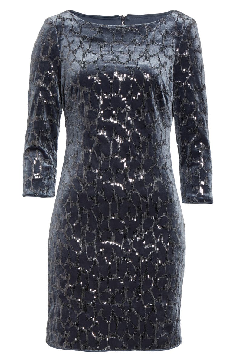 Eliza J Sequin Velvet Sheath Dress, Alternate, color, 