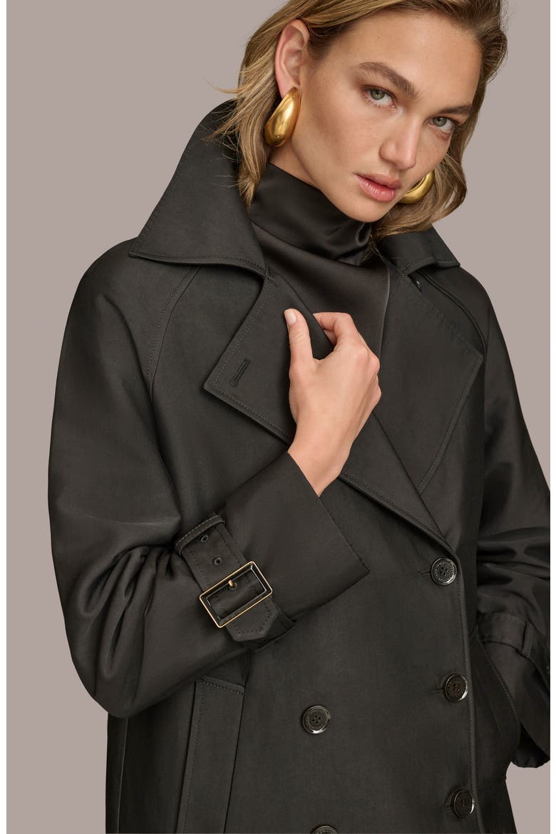 Double Breasted Trench Coat, Alternate, color, BLACK