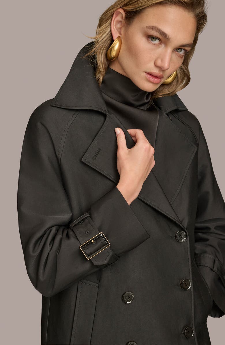 Donna Karan New York Double Breasted Trench Coat, Alternate, color, Black
