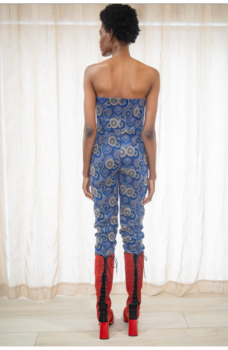 KAHINDO Conakry Strapless Jumpsuit, Alternate, color, Blue