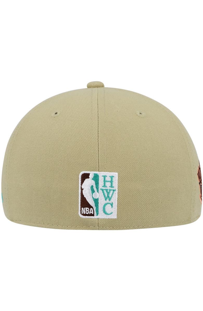 Mitchell & Ness Men's Mitchell & Ness Khaki Chicago Bulls 1996 NBA Finals Hardwood Classics Malibu Sunrise Fitted Hat, Alternate, color,
