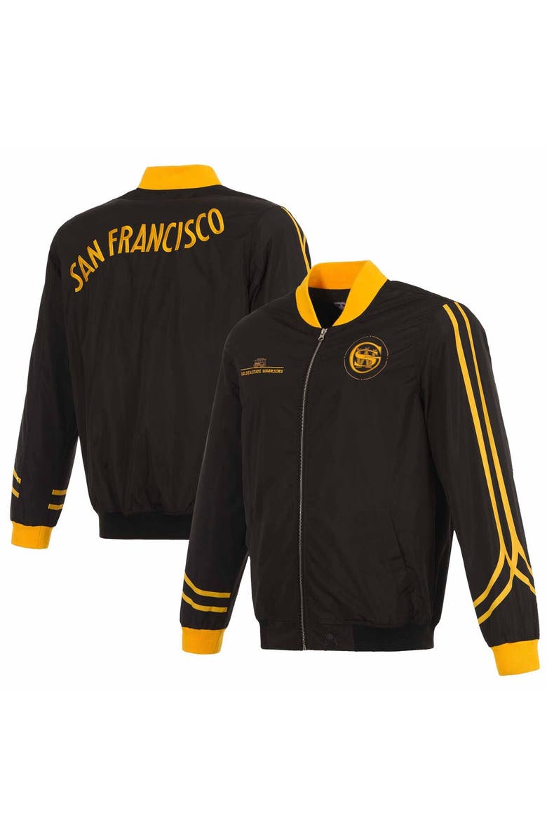 JH DESIGN Men's JH Design Black Golden State Warriors 2023/24 City Edition Full-Zip Bomber Jacket, Main, color, 