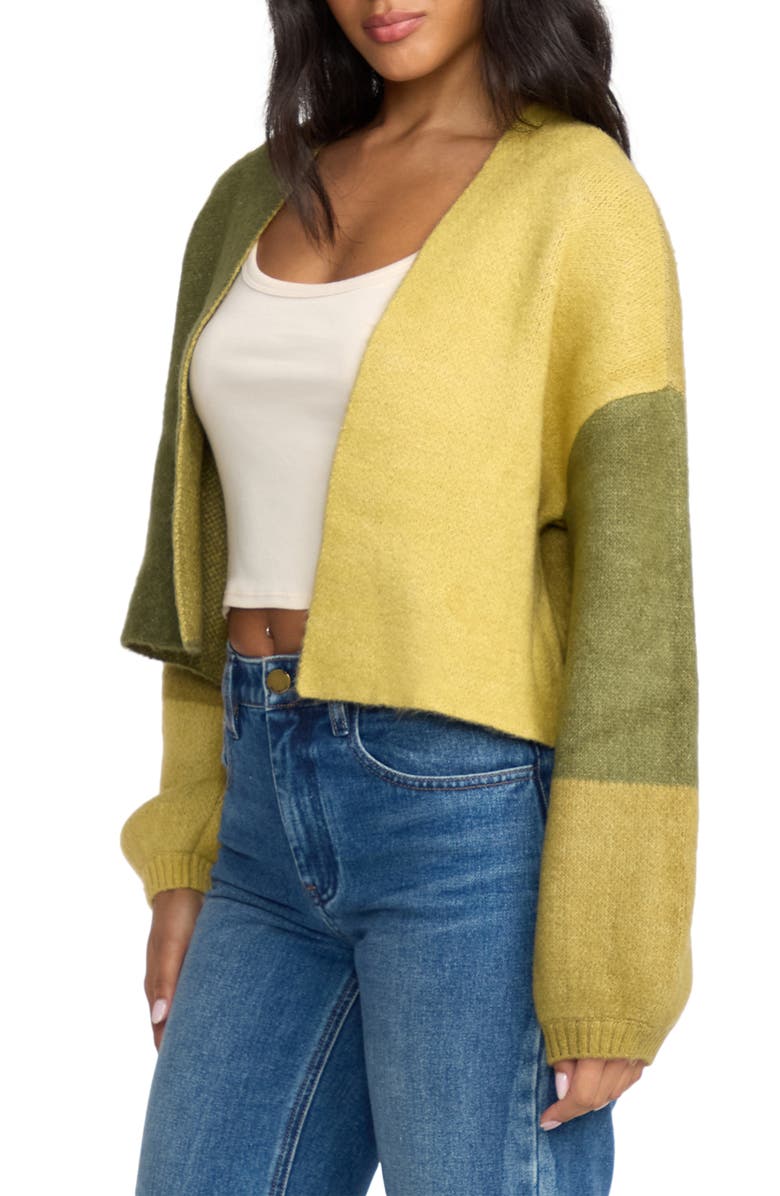 Billabong Block Out Colorblock Jacquard Cardigan, Alternate, color, Green Tea