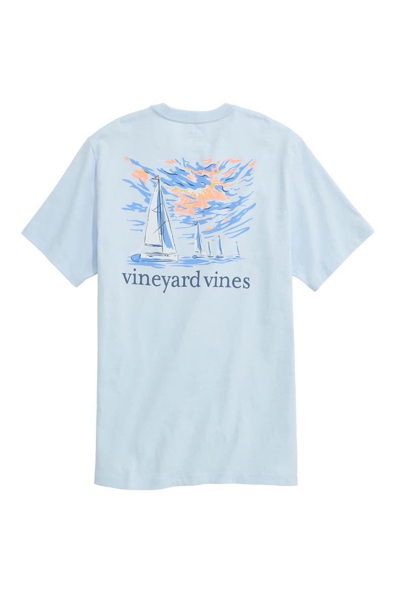 Sunset Regatta Scene Graphic T-Shirt, Alternate, color, ROCKS BLUE