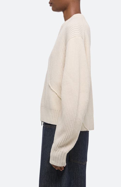 Helmut Lang Apex Wool Blend Rib Knit Bomber Jacket In White