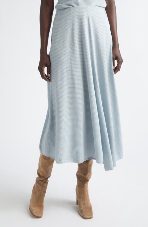 Textured Knit Asymmetric Midi Skirt