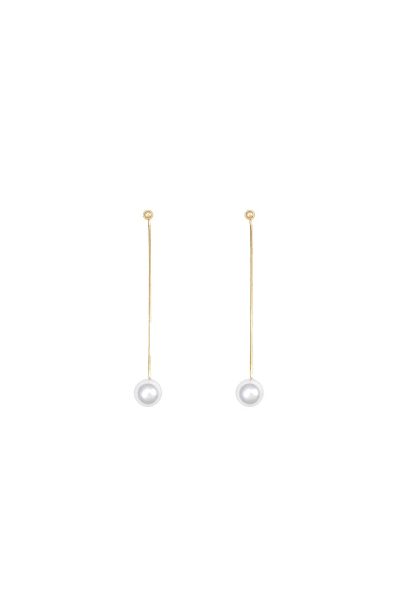 Bearfruit Jewelry 14k Gold Plated Dangled Pearl Earrings Elegant Statement Piece, Main, color, Gold