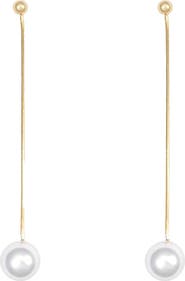 Bearfruit Jewelry 14k Gold Plated Dangled Pearl Earrings Trendy Statement Piece