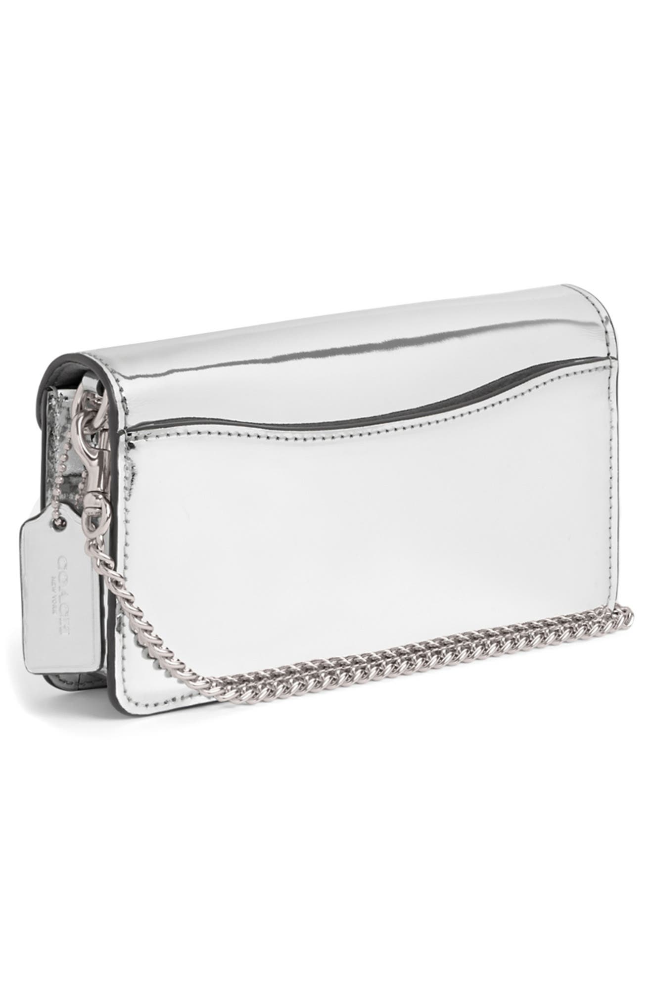 COACH Tabby Metallic Leather Wristlet, Alternate, color, 