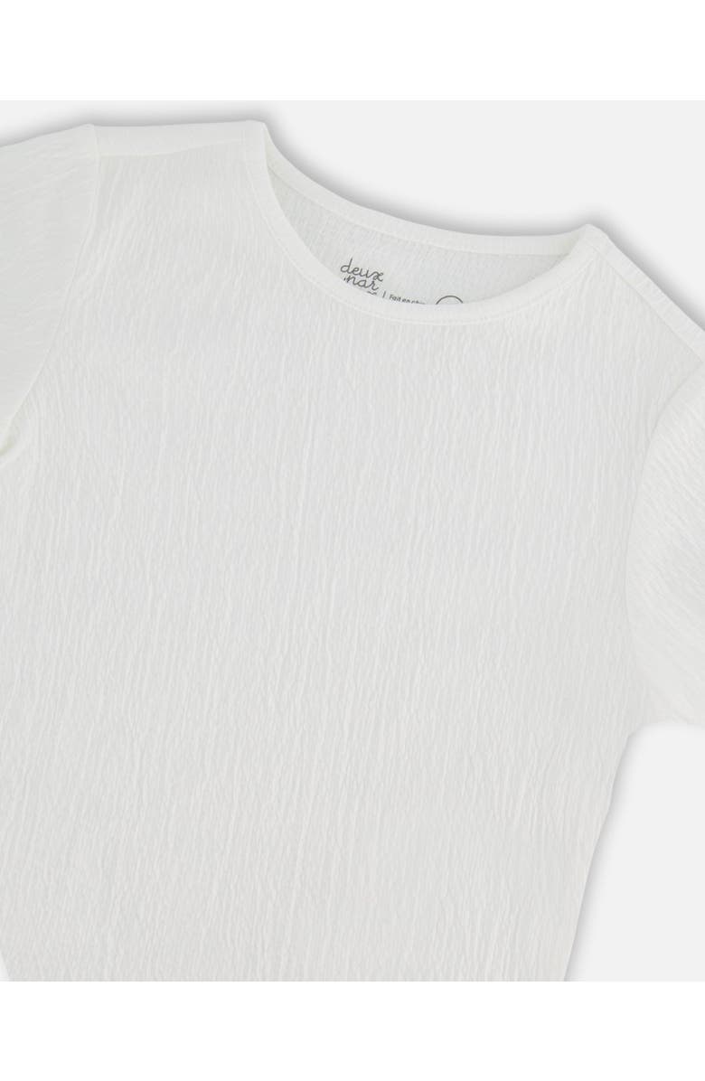Deux par Deux Girl's Crinkle Jersey Top Off White, Alternate, color,