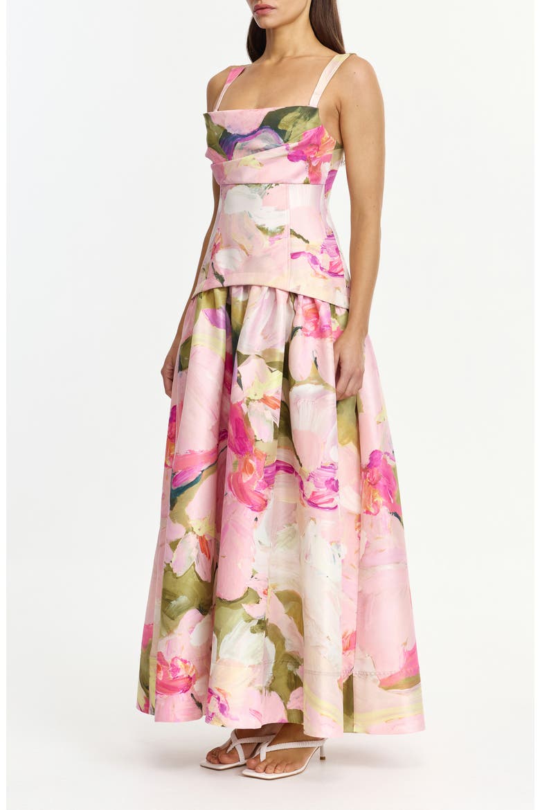Reeve Floral Print Dupioni Gown, Alternate, color, GARDEN AFTERNOON