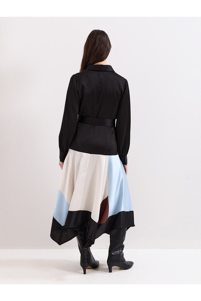 Samalie Satin Hanky Dress, Alternate, color, Black