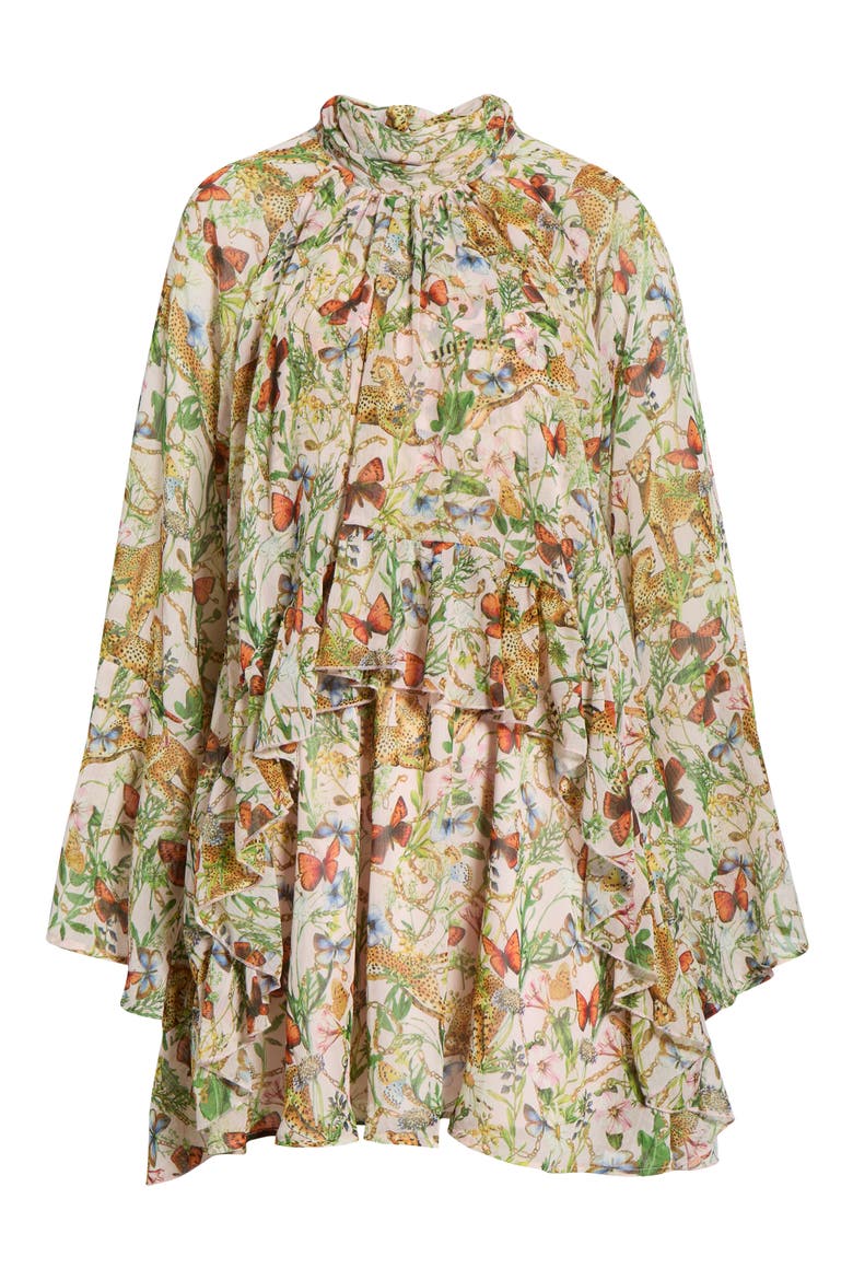Mixed Print Long Sleeve Minidress, Alternate, color, PINK CHEETAH SCARF