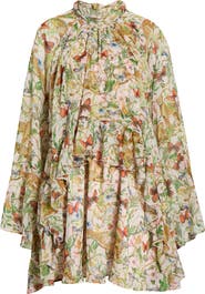 Avec Les Filles Mixed Print Long Sleeve Minidress