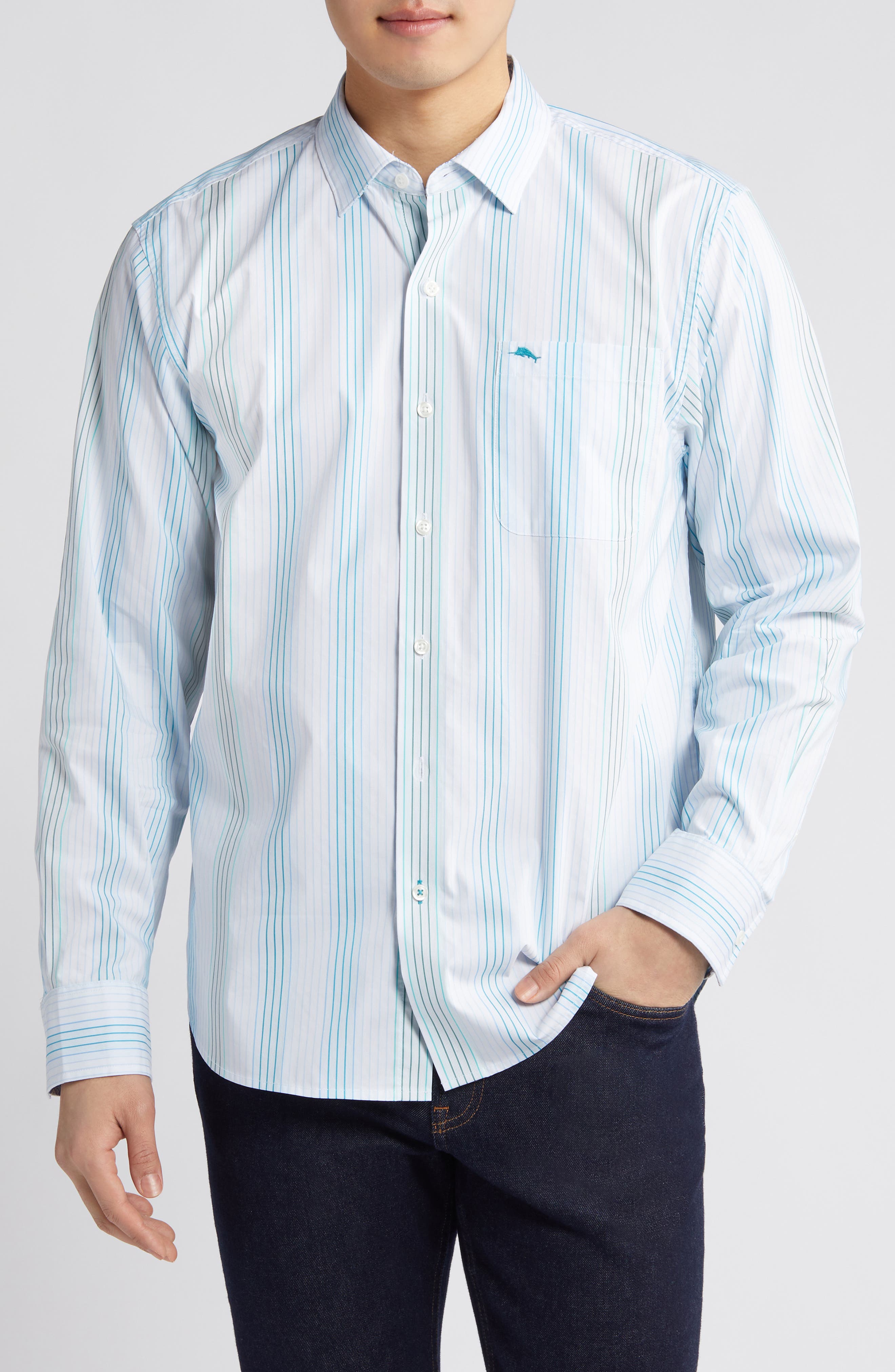 Tommy Bahama Sarasota Stretch IslandZone® Seaview Stripe Button-Up Shirt