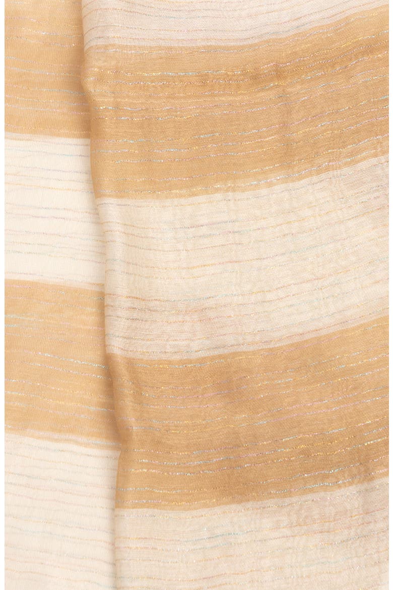 Shiny Stripe Silk Blend Scarf, Alternate, color, BEIGE