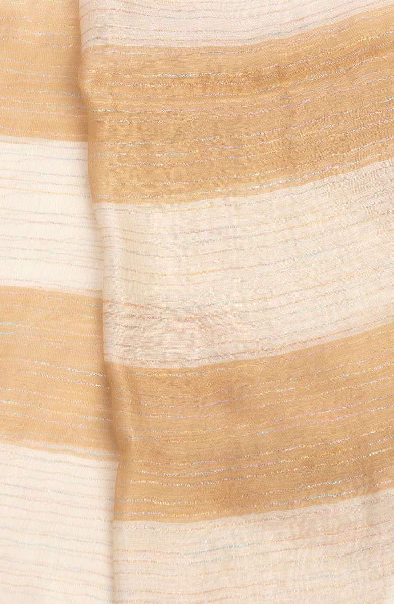 SAACHI Shiny Stripe Silk Blend Scarf, Alternate, color, Beige