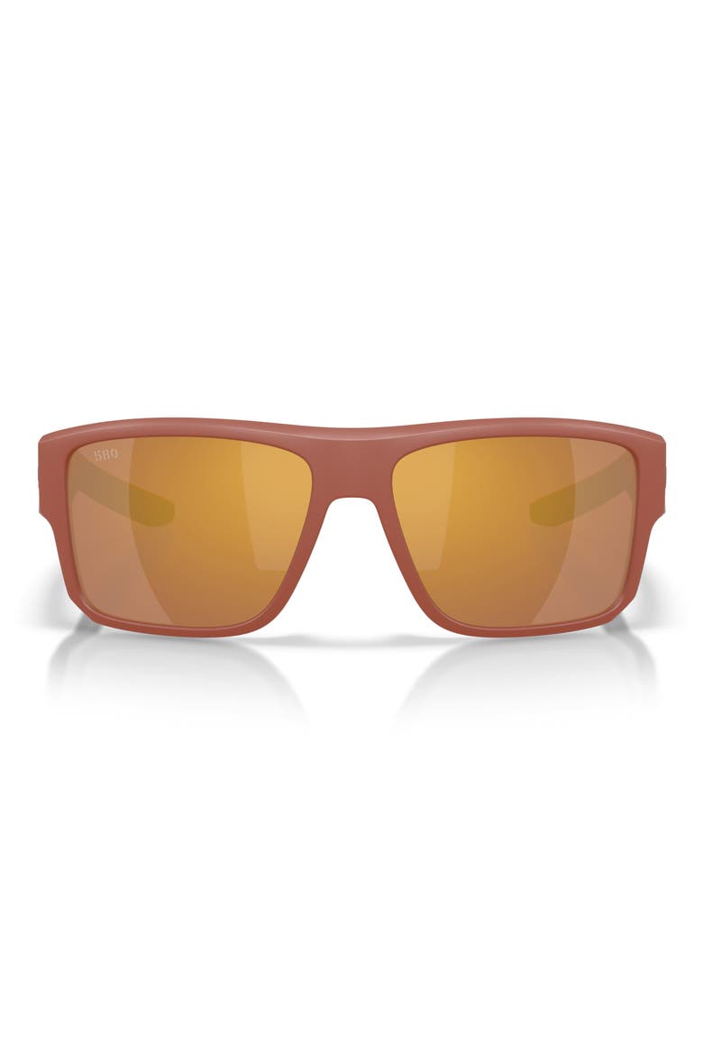 Taxman 59mm Polarized Rectangular Sunglasses, Main, color, MATTE TERRA COTTA / GOLD 580G
