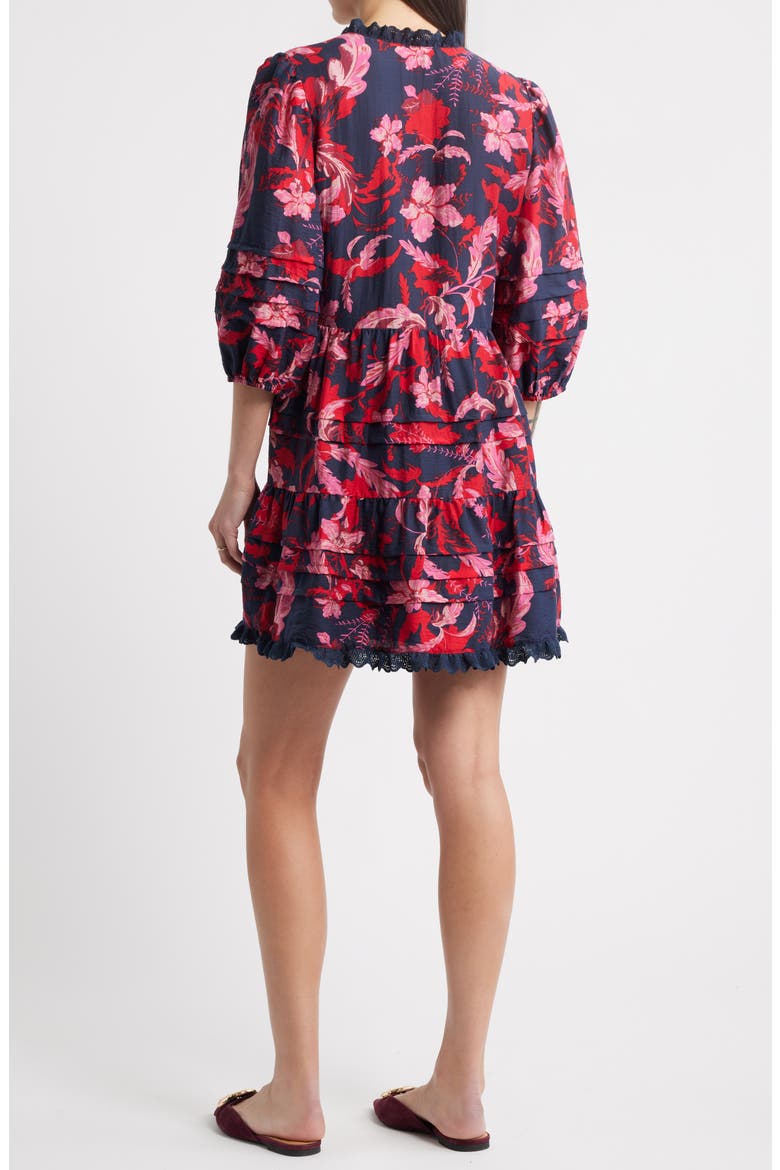 Floral Drop Waist Minidress, Alternate, color, NAVY- PINK DAWN FLORAL