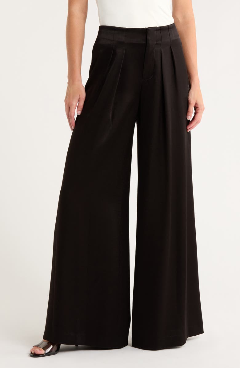 Alice + Olivia Eloise Pleated Wide Leg Pants, Main, color, Black