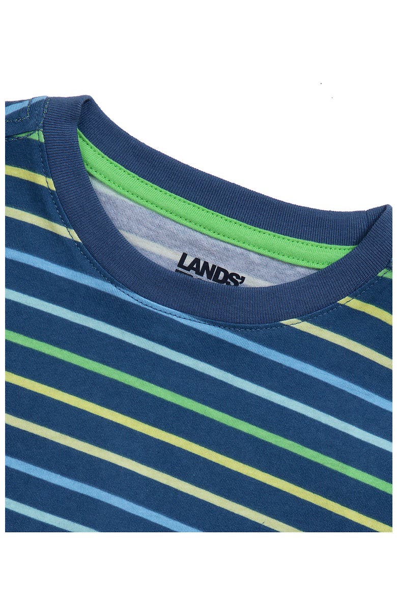 Boys Short Sleeve Stripe Crewneck Tee, Alternate, color, Dark Blue/Yellow Stripe