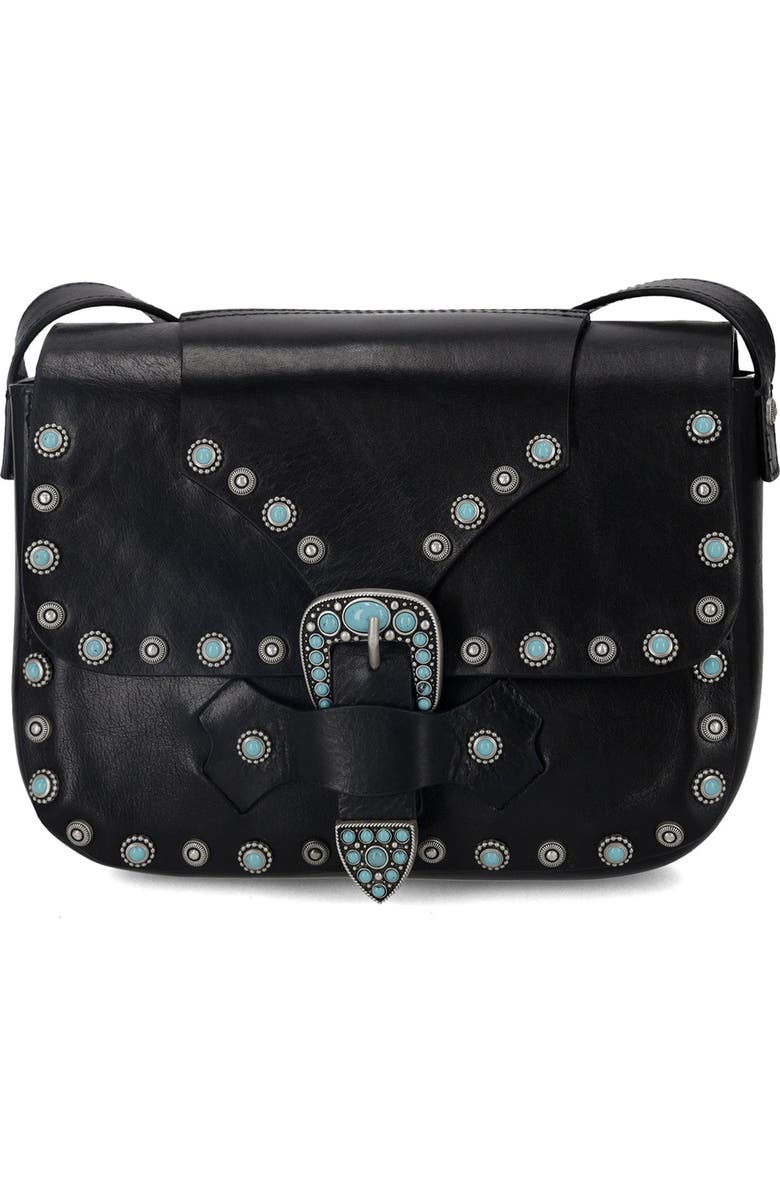 Fortela Turquoise Whisky Leather Bag, Main, color, Black