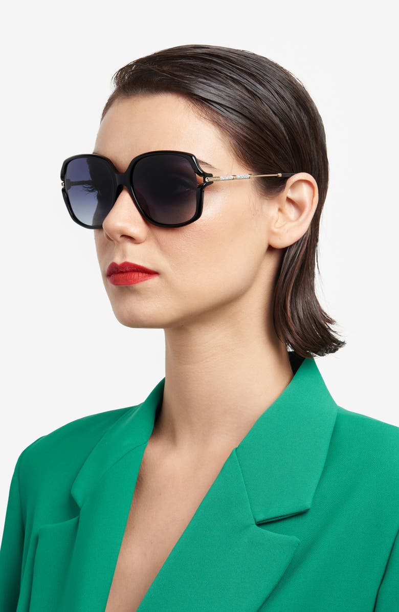 Carolina Herrera 58mm Square Sunglasses, Alternate, color, Black