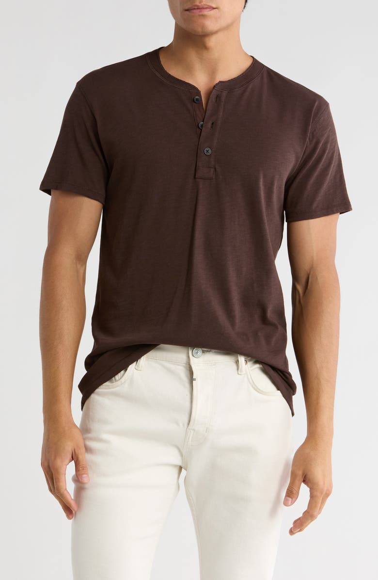 rag & bone Classic Cotton Slub Jersey Henley, Main, color, Earth Brown