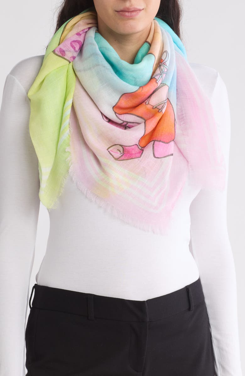 Print Cotton Fringe Scarf