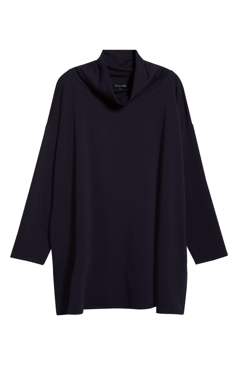 Eileen Fisher Draped Turtleneck Tunic, Alternate, color, Ink