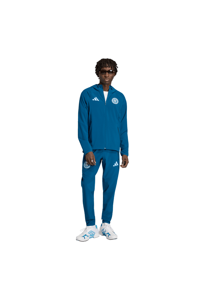 Men's adidas  Blue New York City FC Tiro Travel Full-Zip Hooded Windbreaker, Alternate, color, Blue