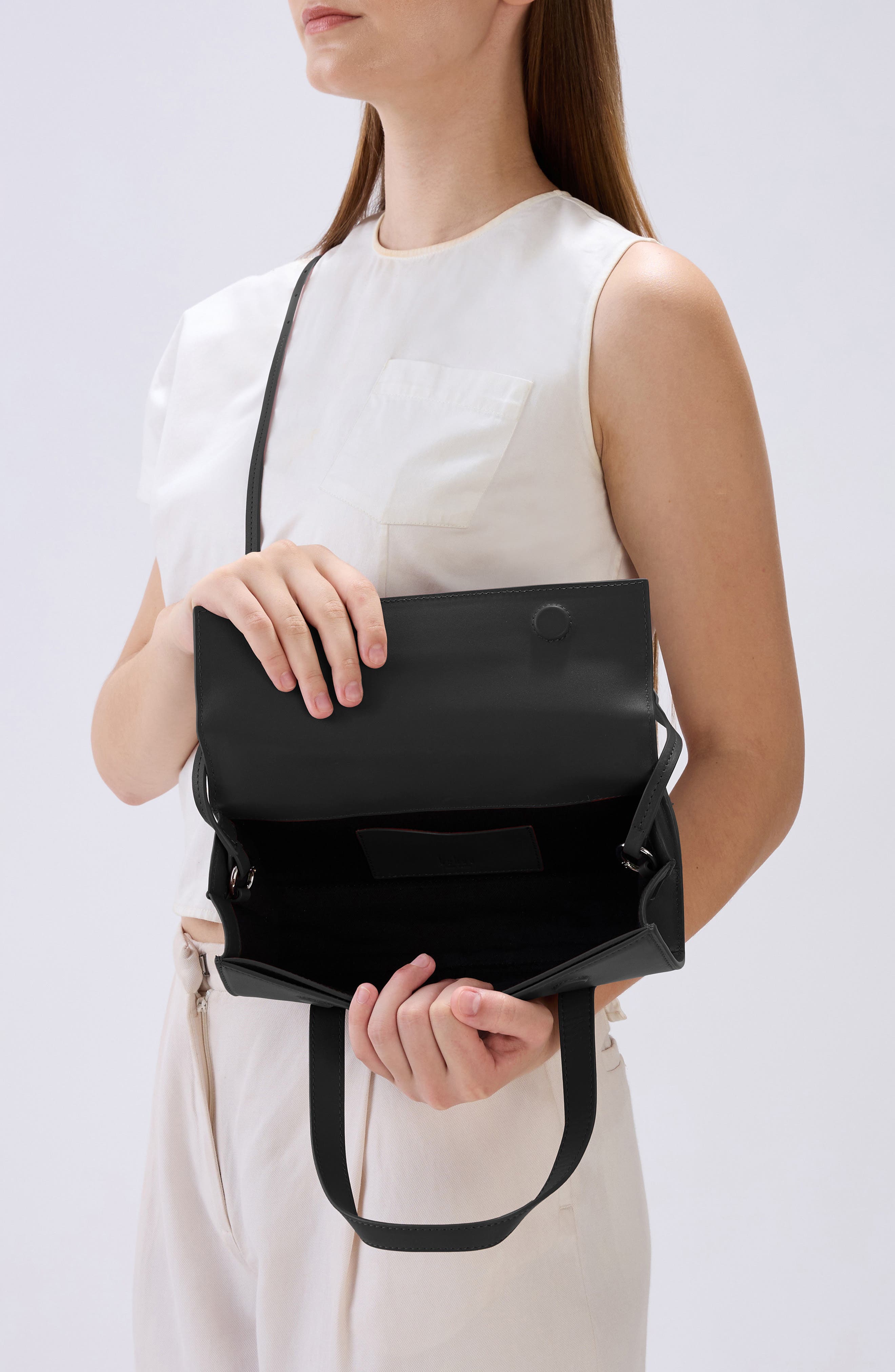 behno Mini Michelle Nappa Leather Crossbody Bag, Alternate, color, Black