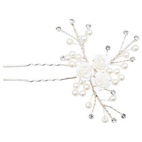 Rhinestone Pearl Rose Hair Pin