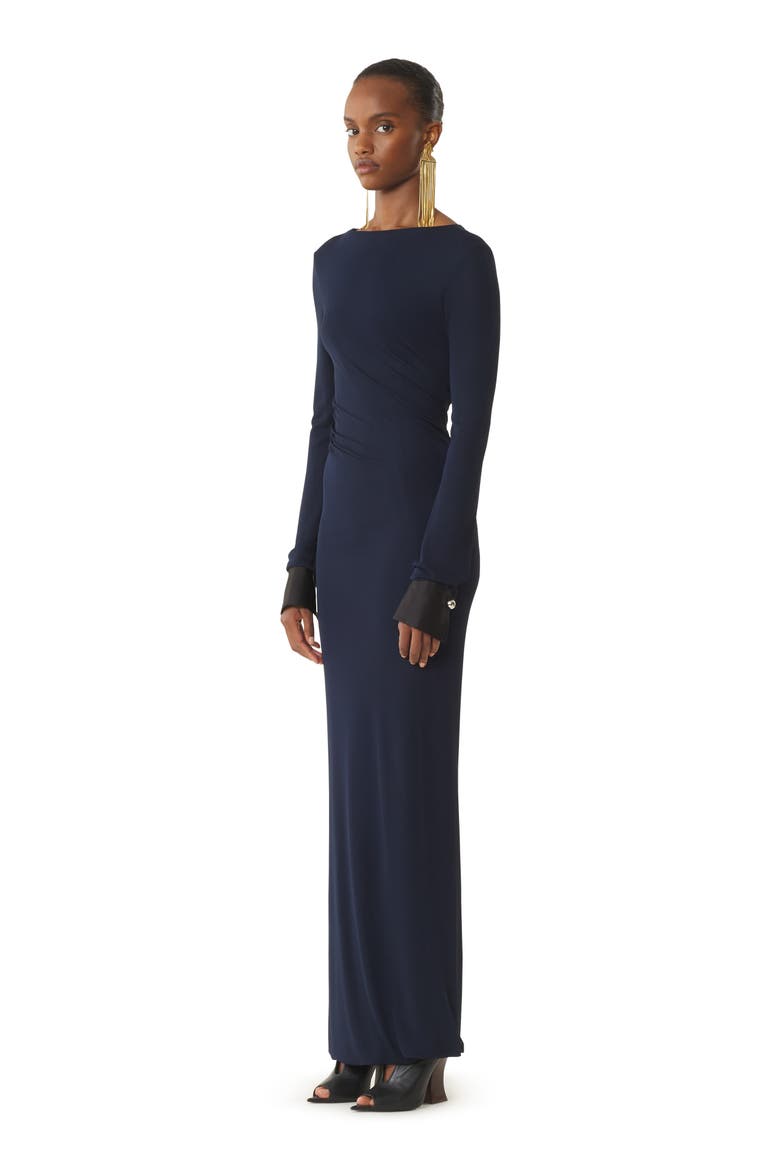 Draped Dress In Crepe Jersey, Alternate, color, Navy Blue