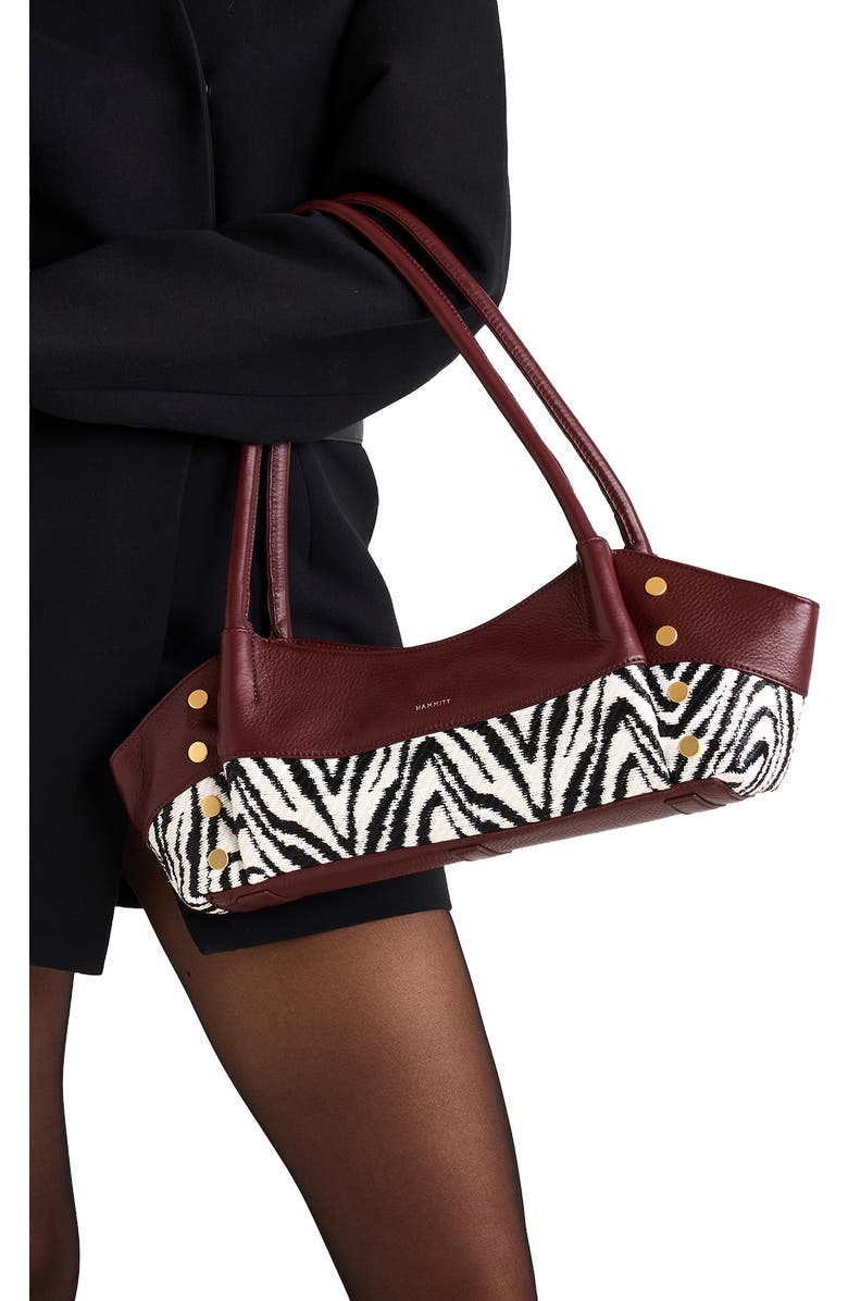 HAMMITT Paul Leather & Raffia Shoulder Bag, Alternate, color, Zebra/ Brushed Gold