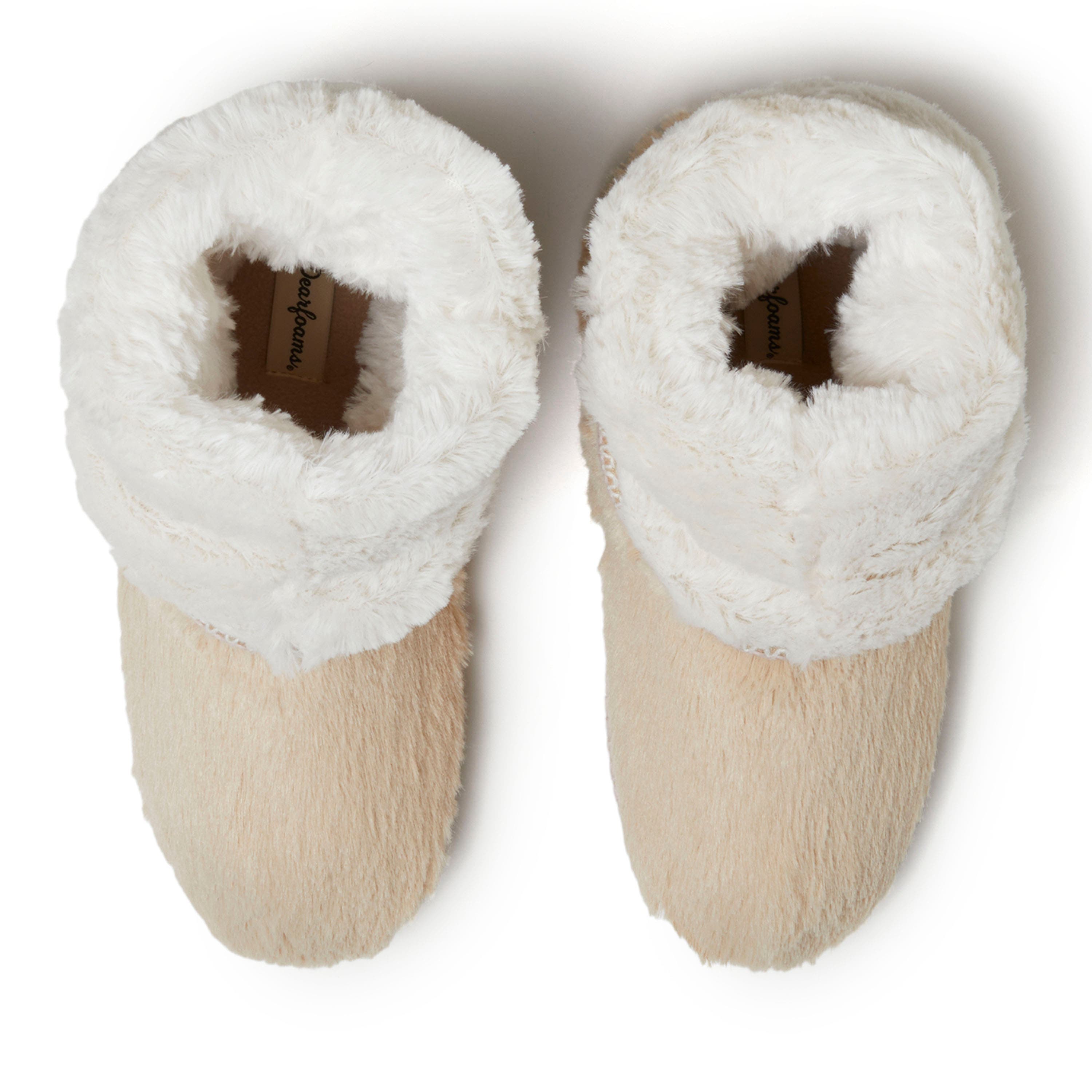 Beth Faux Fur Fold Down Fuzzy Bootie Slipper, Alternate, color, Latte