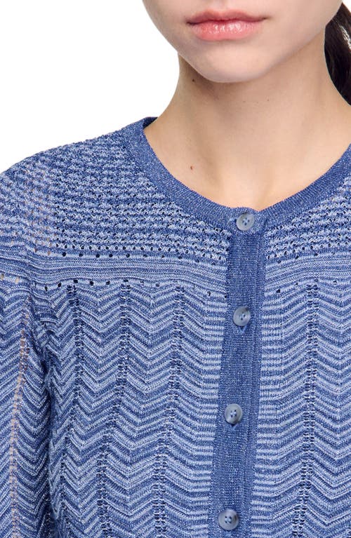 Sandro Glitter Crewneck Cardigan Sweater