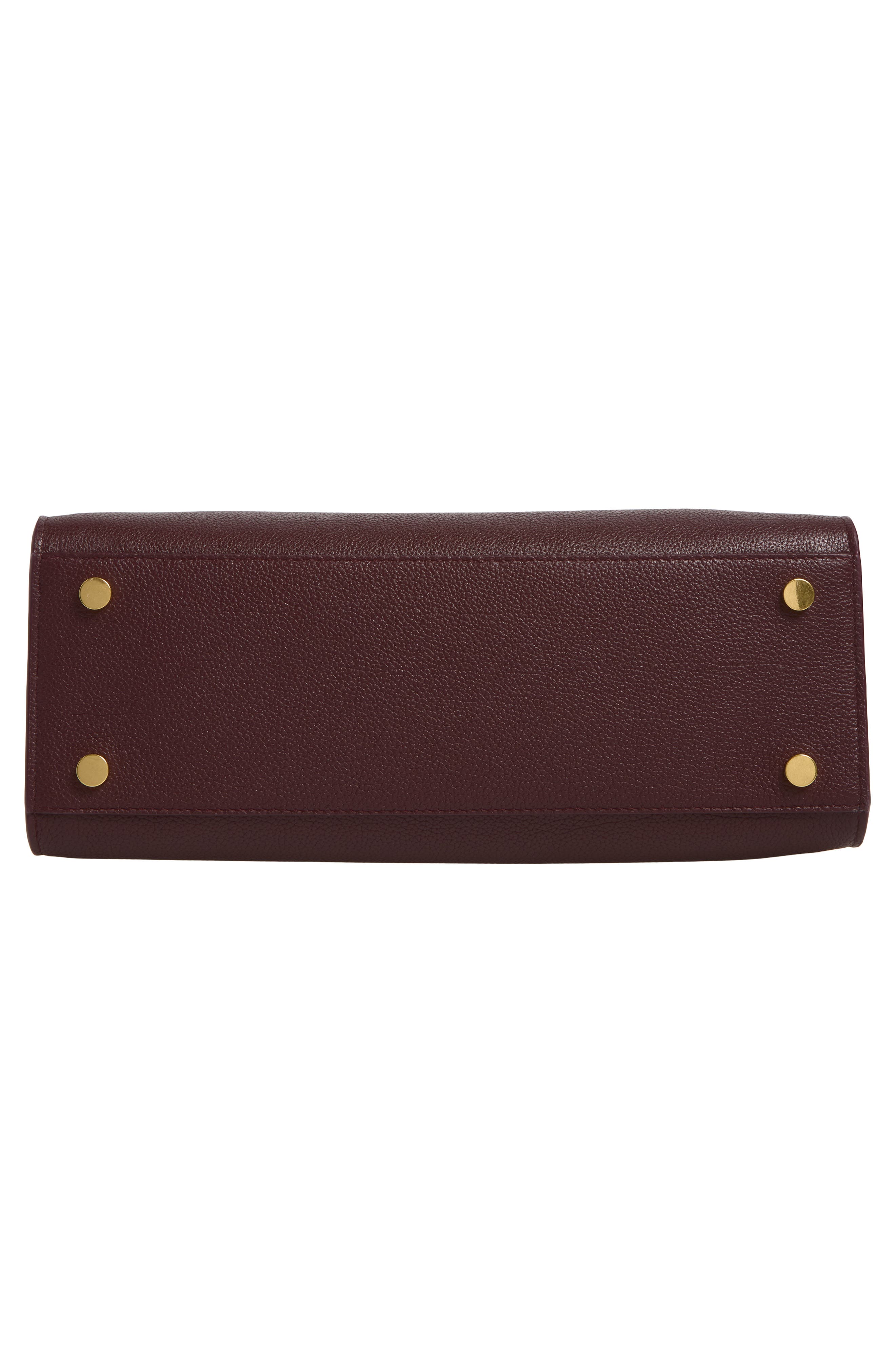 Small Cotswolds Leather & Check Canvas Tote, Alternate, color, VINEYARD RED