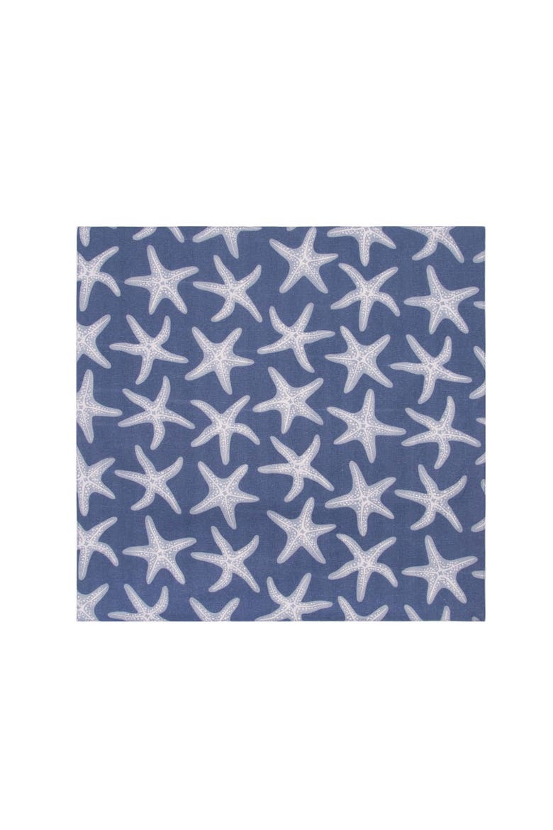 Calming Seas Starfish Reversible Hemstitch Napkins Set of 6, Alternate, color, Blue