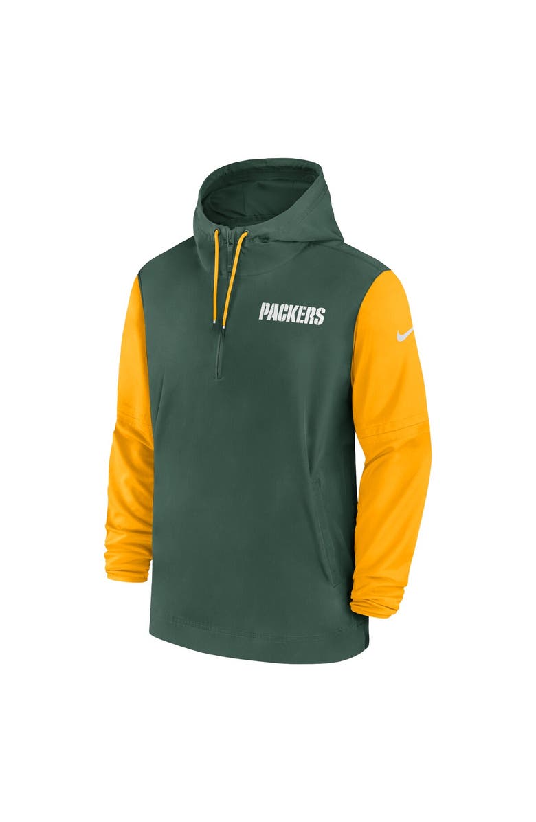 Nike Men's Nike Green/Gold Green Bay Packers 2024/25 Sideline Pre-Game Player 1/2-Zip Hoodie Jacket, Alternate, color, 