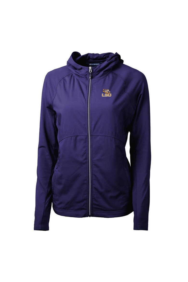 Women's Cutter & Buck Purple LSU Tigers Adapt Eco Knit Full-Zip Hoodie, Alternate, color, Purple