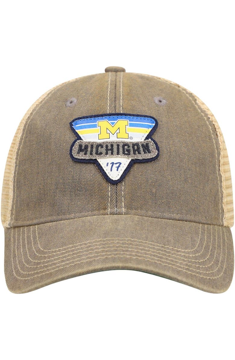 LEGACY ATHLETIC Men's Gray Michigan Wolverines Legacy Point Old Favorite Trucker Snapback Hat, Alternate, color, Gray