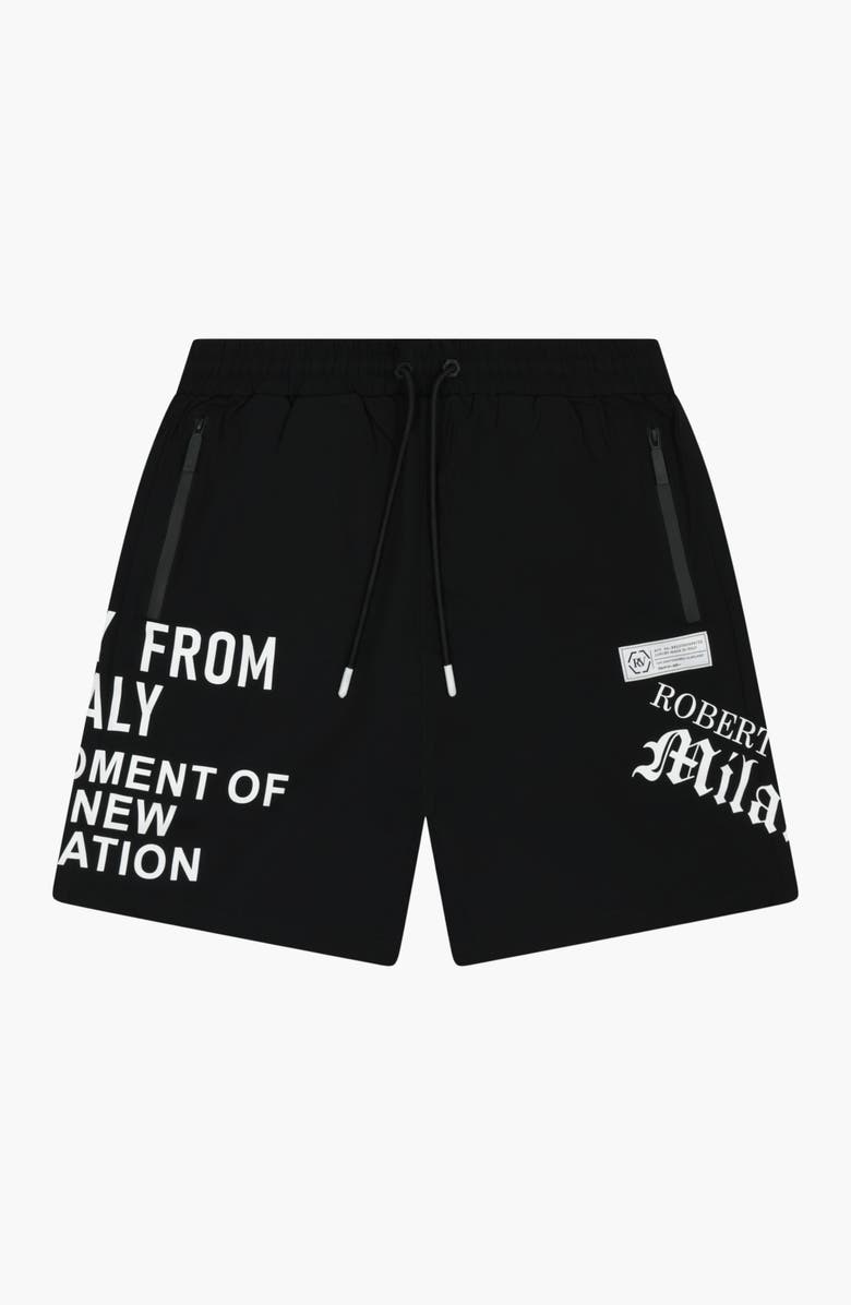 Roberto Vino All Over Swim Trunks, Alternate, color, Black